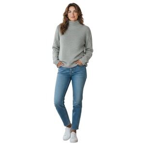 Real Clothes Saks Fifth Avenue‎ Gray Cable Knit Mock Neck Sweater Women's Size S